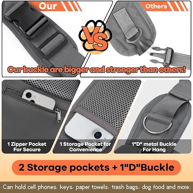 YUDODO Pet Sling Carrier for Small Dogs & Cats – Hands-Free Puppy Carrier with Safety Hook, Large Zipper Pocket, Soft Breathable Mesh, Adjustable Strap & Reflective Strip (Pink 1.0 L)