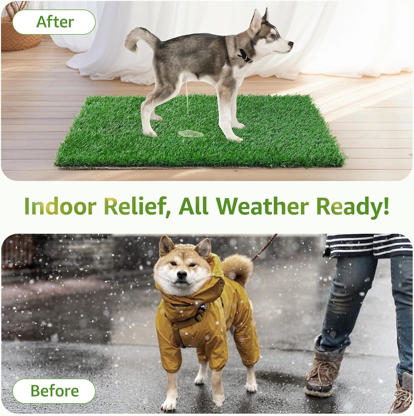 LOOBANI Dog Grass Pee Pads, Artificial Dog Grass Pads for Potty Tray, Fake Grass for Dogs to Pee On, Outdoor Indoor Pee Grass for Dog Potty (59*39 inch)