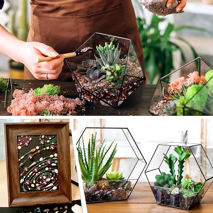 10LB Amber Flat Glass Marbles for Vases, Gemstone Beads Vase Filler Decorative Glass Pebbles for Fish Tank, DIY Crafts, Autumn Centerpieces, Aquarium Decor Rocks