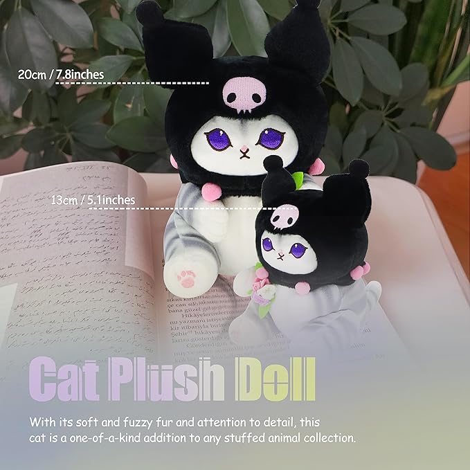 Kawaii Shark Cat Plush Toy Stuffed Animal Doll, Soft Pillow for Boys & Girls (Cat-B, 20cm/7.8in)