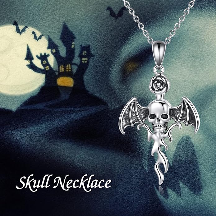 YFN Gothic Necklace Sterling Silver Wiccan Witch Pendant Goth Jewelry Witchy Gifts for Women Men