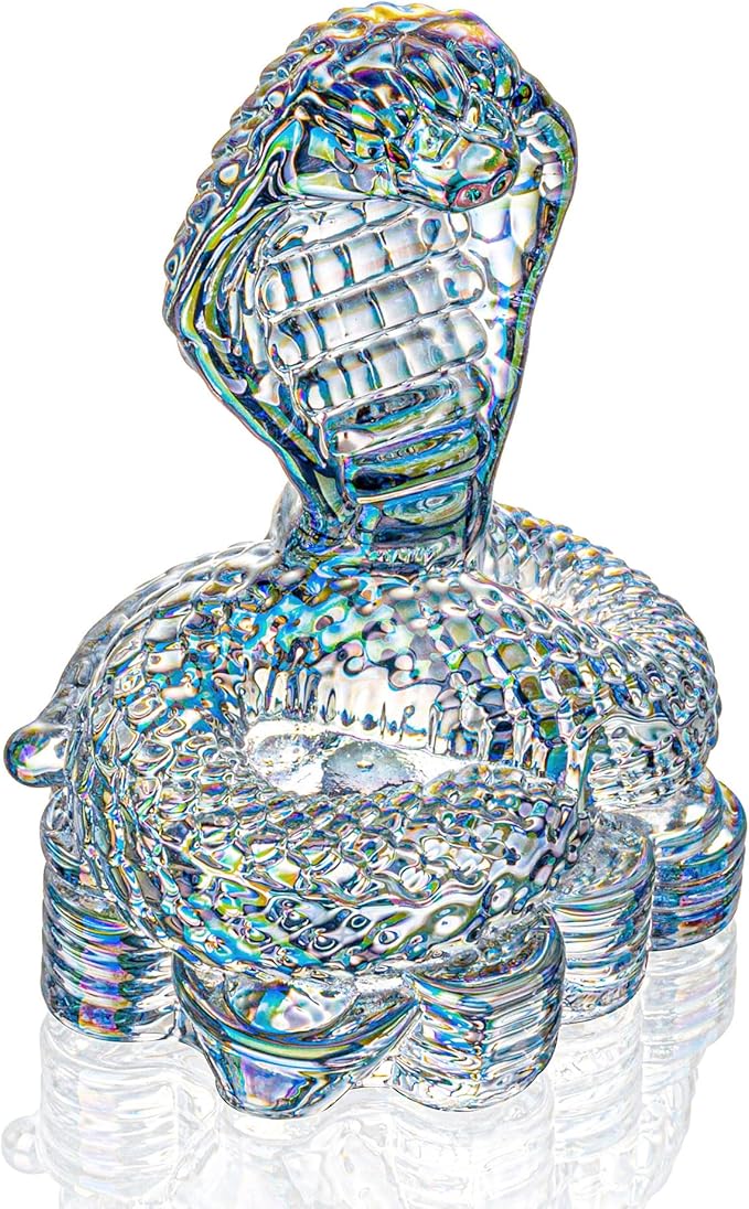 HDCRYSTALGIFTS 3.5inch Crystal Cobra Snake Figurines Handicraft Glass Animal Statue Ornaments Art Zodiac Animal Sculpture Collectible New Year Home Decor Gifts