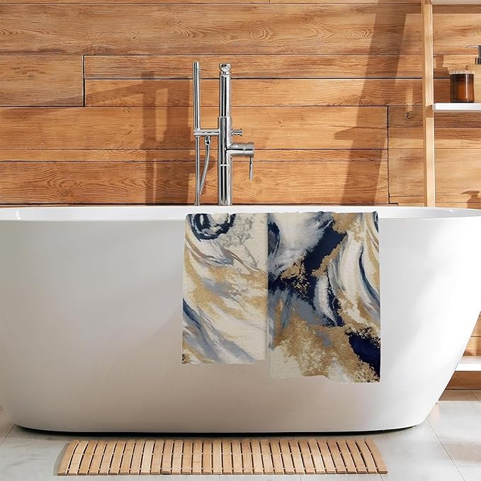 Golden Horse Oil Painting Kitchen Hand Towel Set of 2,Abstract Art Painting Bathroom Hand Towel,Soft Absorbent Decorative for Bathroom Kitchen Hotel