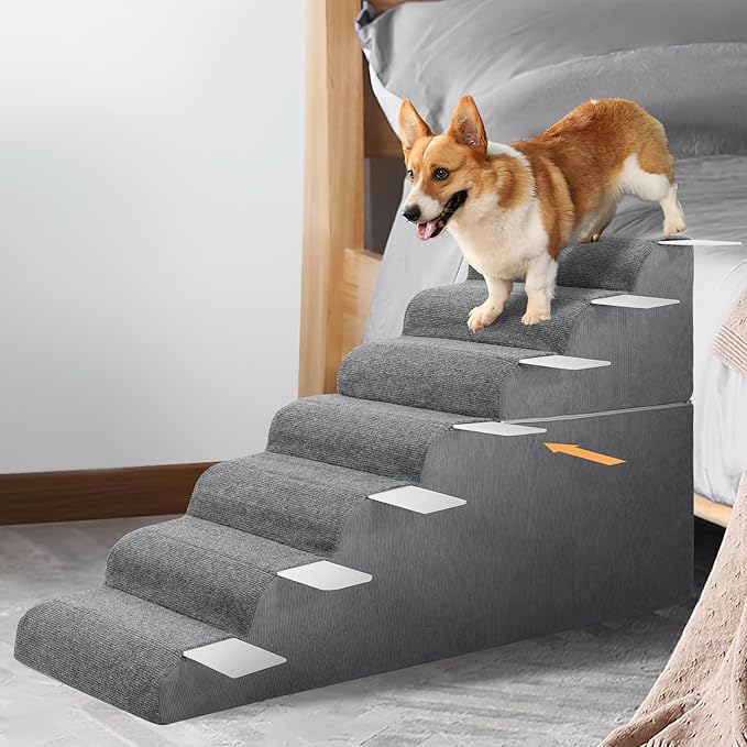 π³ π¦ππ²π½π Dog Steps for High Bed, 30'' High Dog Stairs for Small Dogs, Waterproof Pet Stairs for Small Old Large Dogs and Cats with Removable Cover & PE Support Board for Bed, Car or Couch