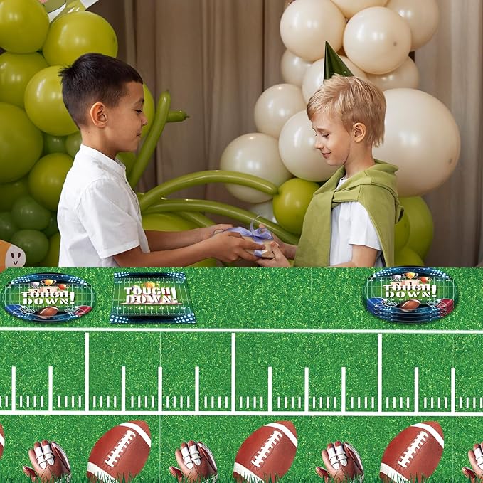 41Pcs Football Party Decorations Football Party Supplies Tableware Set -20 Guests Football Theme Party Plate,Napkins and Tablecloths for Super Sunday Touchdown Party Decoration