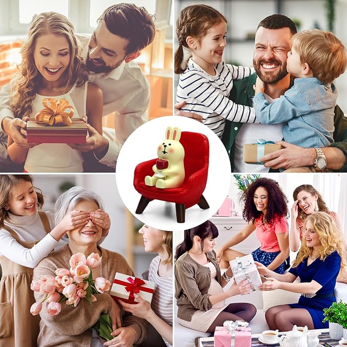 Small Easter Bunny Figurine Cute Mini Rabbit Holding Red Wine Figurine Resin Rabbit for Office, Home Decoration Perfect Cute Rabbit Gift for Rabbit Lovers - Red Sofa