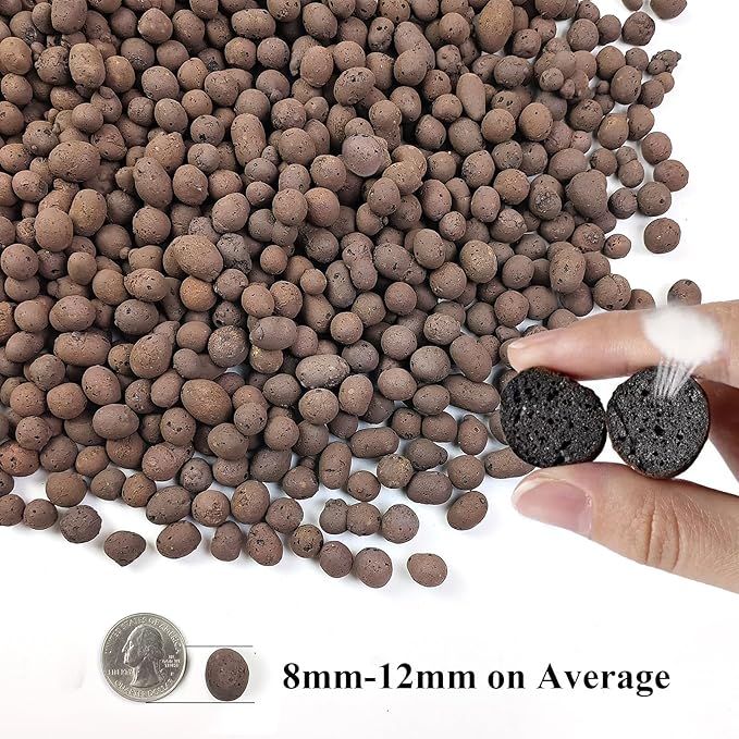 2 lbs Clay Pebbles for Plants, 8-12 mm Leca Clay Balls for Indoor Plants, Orchid Potting Mixes, Hydroponic Growing, Aquaponics, Potted Top Dressing and Drainage