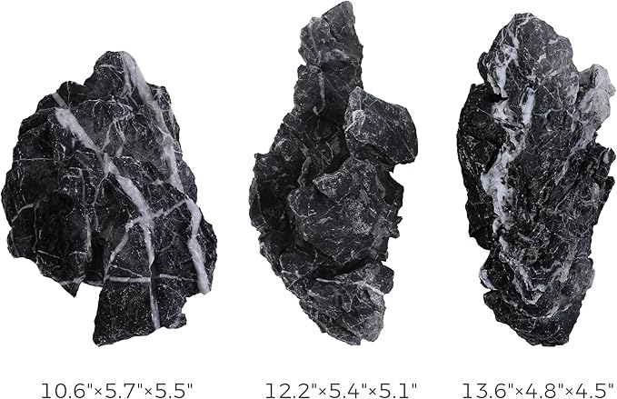 10-12 Inches Natural Seiryu Stone 3 PCS Extra Large Aquarium Rocks for Aquascaping, Aquarium Landscaping, Terrariums, Fish Tank Decoration, Vivariums, Paludarium, Amphibian Enclosures