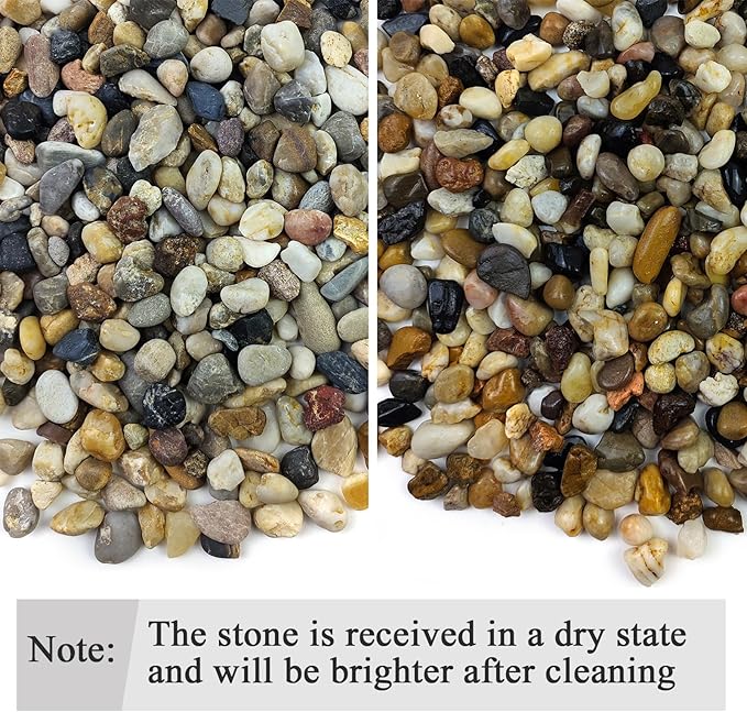 10 lbs Pea Gravel for Landscaping, 2/5 Inch Size Mixed Color River Rocks for Aquarium, Succulent, Vase Fillers, Cactus Bonsai, Plant Soil Cover and Outdoor Garden Rocks.