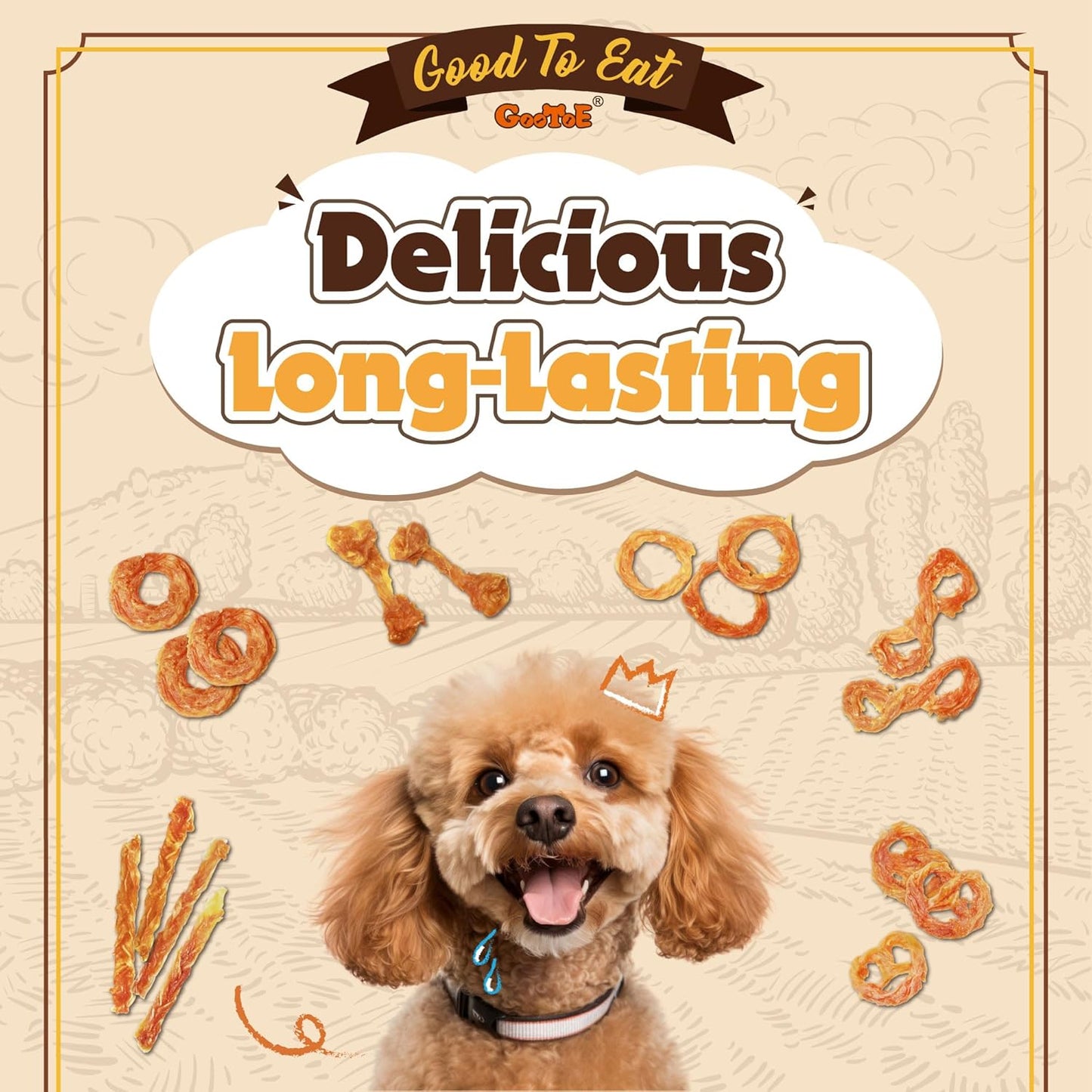 Gootoe Turkey Tendons for Dogs – All-Natural, Hypoallergenic Dog Treats, Rawhide Alternative, Long Lasting Puppy Chews, Healthy Dog Treats for Small Breeds, Strips, 16 oz Pack (1 lb)