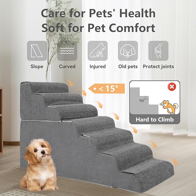 π³ π¦ππ²π½π Dog Steps for High Bed, 30'' High Dog Stairs for Small Dogs, Waterproof Pet Stairs for Small Old Large Dogs and Cats with Removable Cover & PE Support Board for Bed, Car or Couch