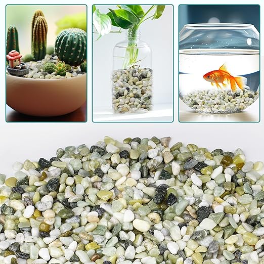 10 lbs Jade Pebbles for Indoor Plants, 3/8" Plant Rocks for Pots Indoor, Decorative Small Stones for Plants, Bamboo,Vase, Succulent, Highly Polished Small River Rocks