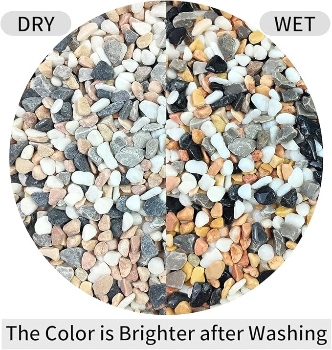 2 lbs Succulent and Cactus Pebbles Gravel, 3/8 Inch Mixed Color Decorative River Rocks for Plants Indoor, Vases, Terrarium, Potted Top Dressing and Outdoor Decorative Stones