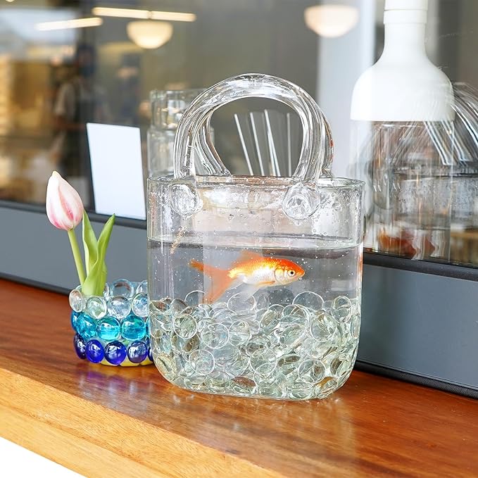 10LB Clear Flat Glass Marbles for Vases, Gemstone Beads Vase Filler Decorative Glass Pebbles for Fish Tank, DIY Crafts, Aquarium Decor Rocks