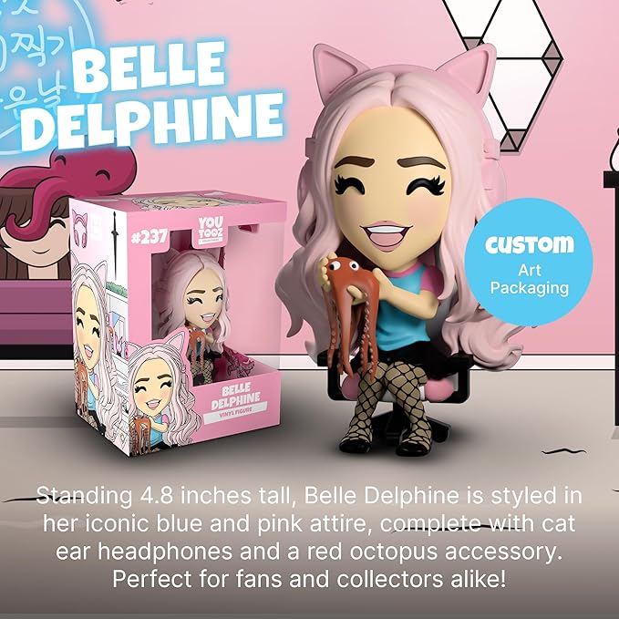 Youtooz Belle Delphine Vinyl Figure, 4.8" from Youtooz Belle Delphine Pink Wig Figure, High Detailed Belle Delphine Collectible Figure from the Youtooz Creator Collection