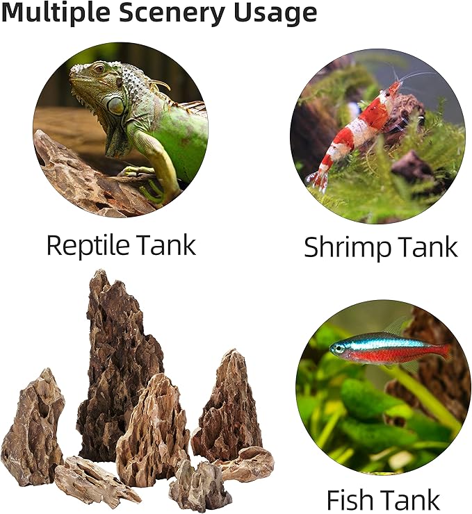LANDEN Natural Dragon Stones (16lbs, 2~8 inches,7-8pcs) for Aquascaping Terrariums, Paludariums,Vivariums, Reptile and Amphibian Enclosures