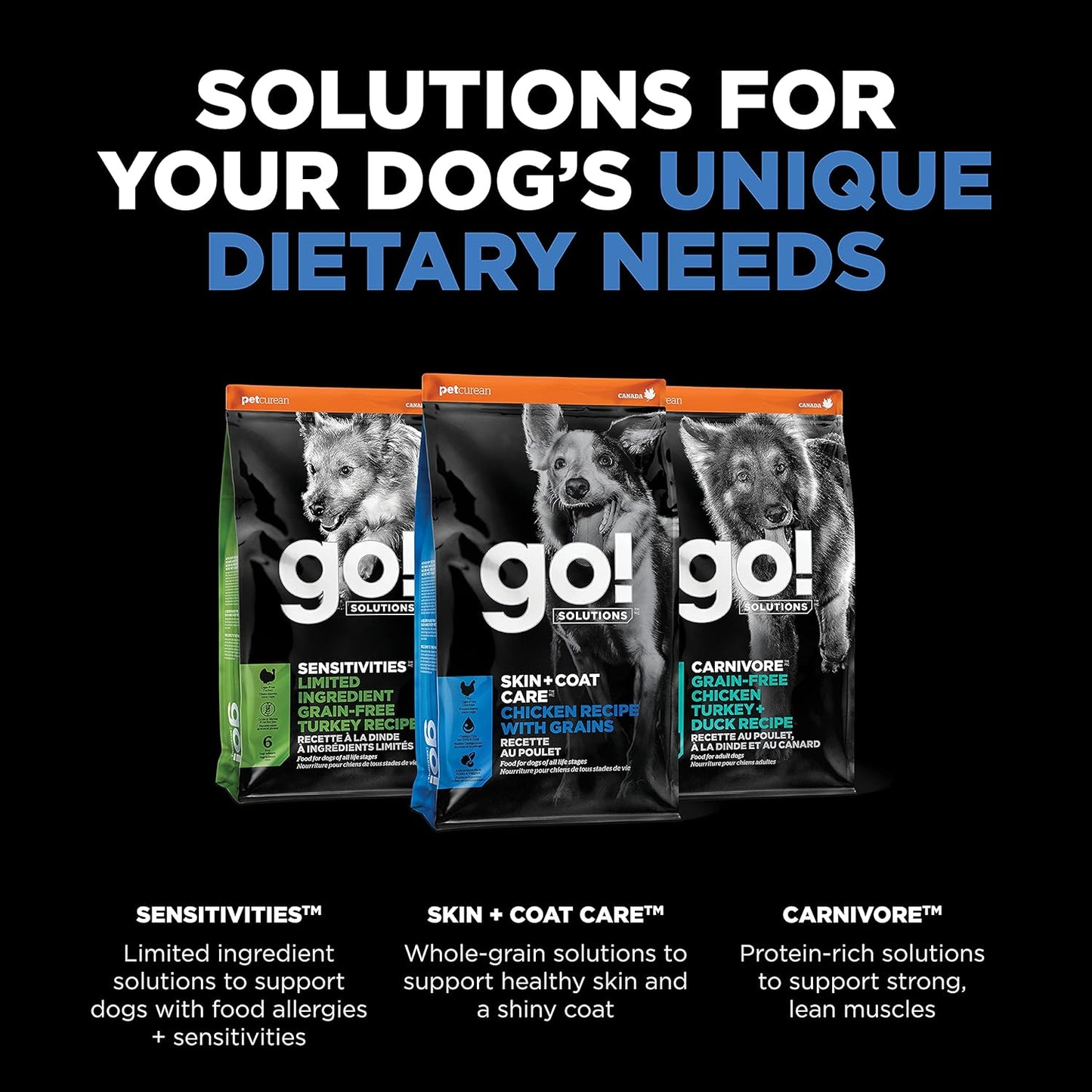Go! Solutions Skin + Coat Care, Dry Dog Food, Chicken Recipe with Grains, 22 lb Bag