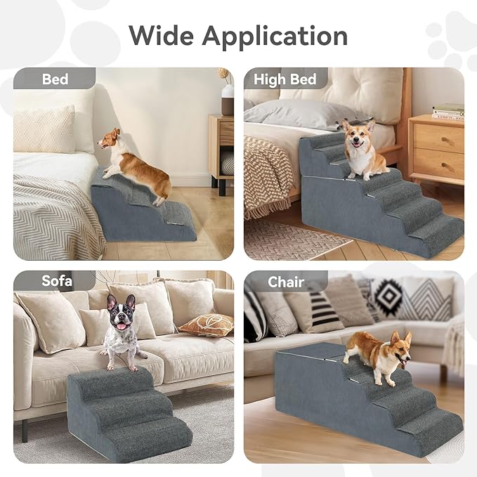 π³ π¦ππ²π½π Dog Steps for High Bed, 30'' High Dog Stairs for Small Dogs, Waterproof Pet Stairs for Small Old Large Dogs and Cats with Removable Cover & PE Support Board for Bed, Car or Couch