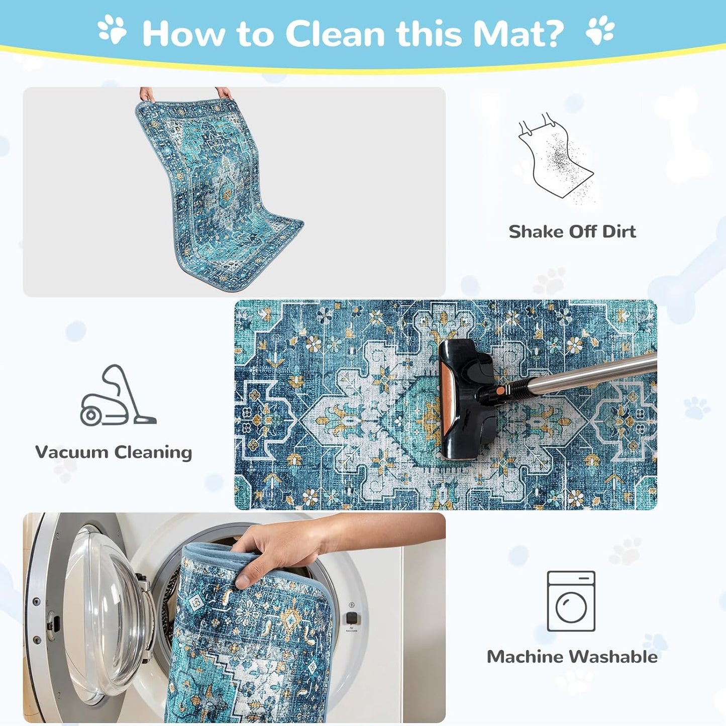 Lahome Super Absorbent Washable Pee Pads for Dogs - Secure Floor Protection - Non-Slip, Leakproof Reusable Pads for Training, Crates & Playpens (2 Pack, 36"x36", Blue)