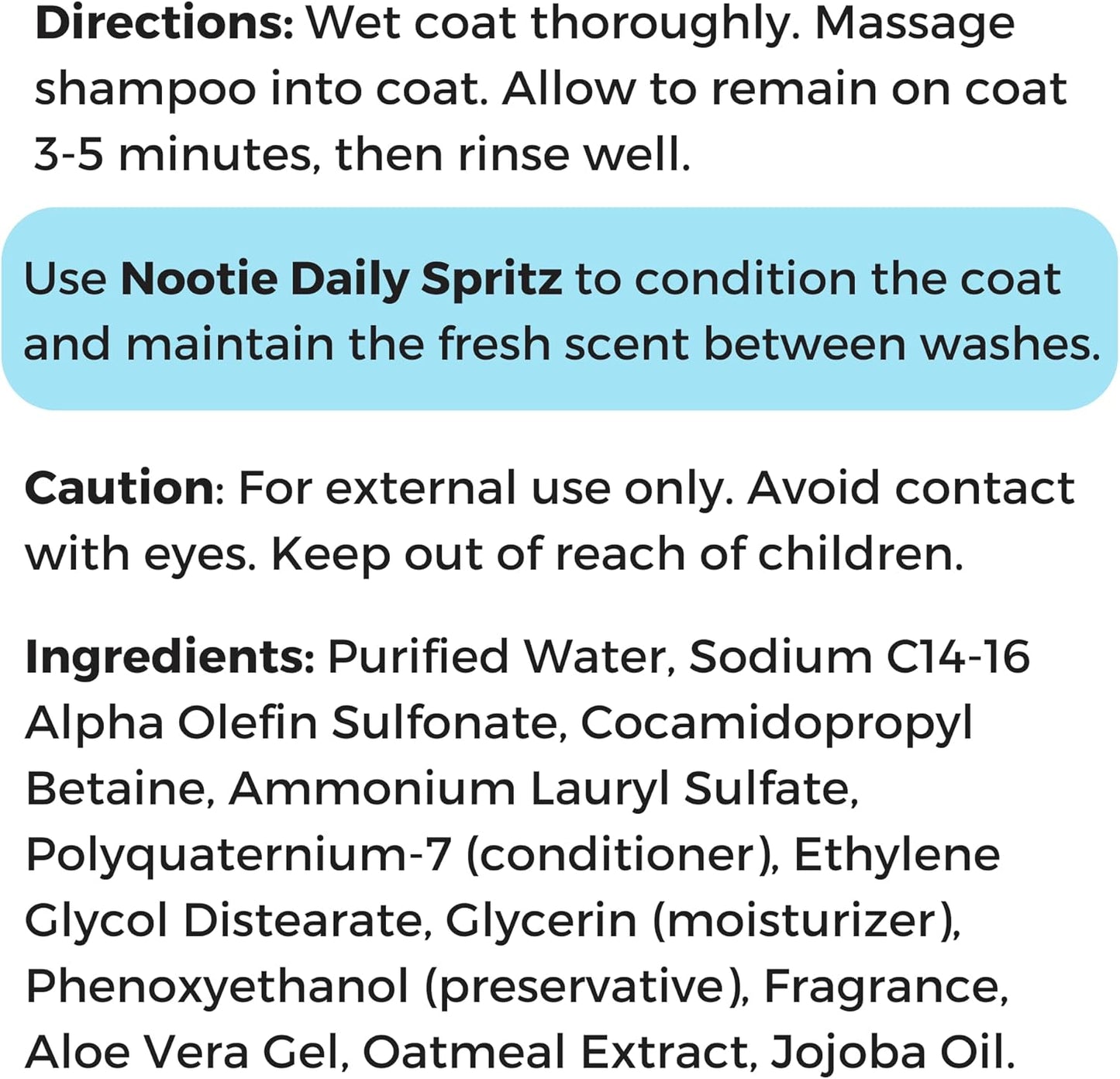 Nootie - Pet Shampoo for Sensitive Skin - Revitalizes Dry Skin & Coat - Natural Ingredients - Gentle Dog Shampoo - Cleans & Conditions