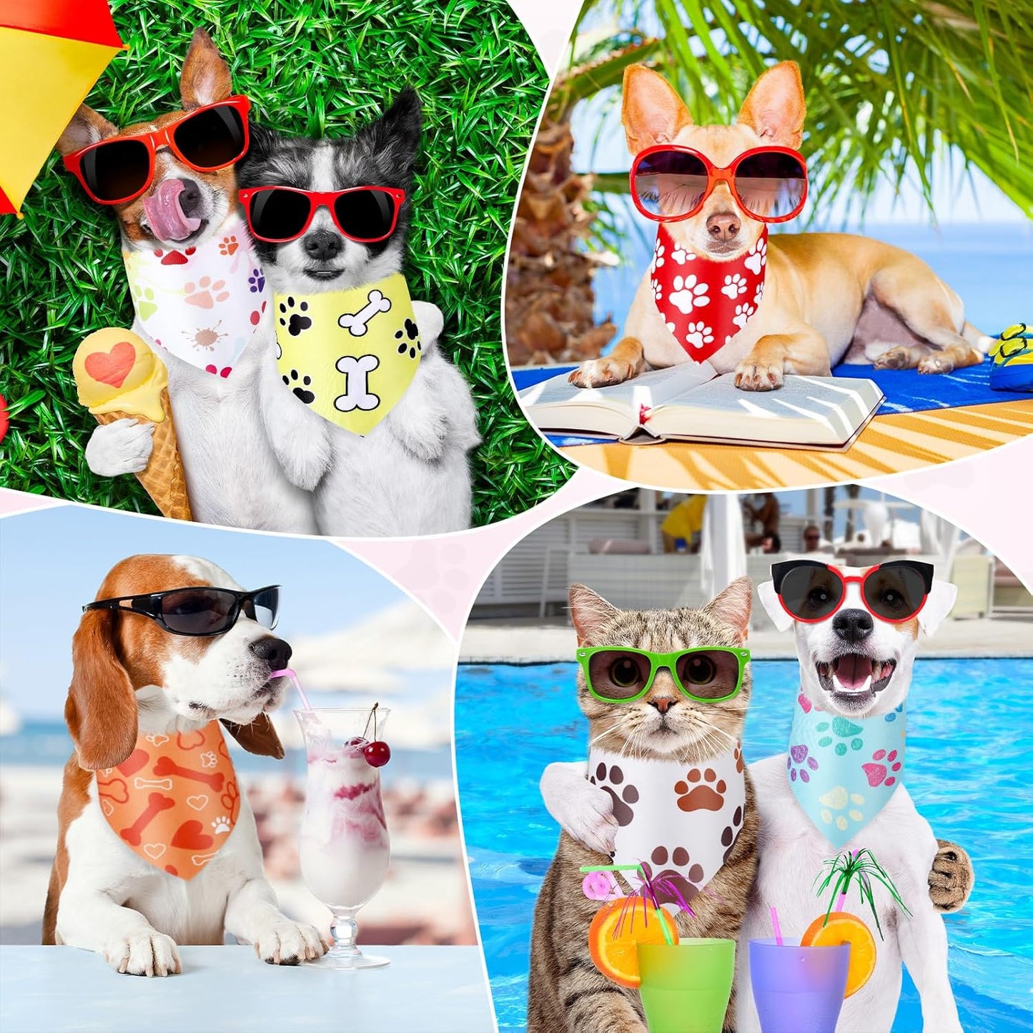 Abbylike 100 Pcs Paw Print Dog Bandanas Bulk Cute Footprint Bandanas for Dogs Triangle Kerchief Bib Scarf for Pets Halloween Party Costume Photo Props Daily Accessories Pet Shops (25.6 x 17.7 x 17.7)