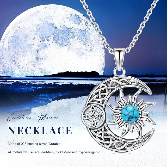 Witch Necklace 925 Sterling Silver Pentagram Triple Moon Pentacle Pendant Wiccan Pagan Jewelry Witchy Gifts for Women