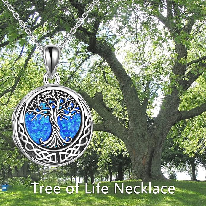 ONEFINITY Tree of Life Locket Necklace Sterling Silver Locket Necklace That Holds Pictures Tree of Life Locket Pendant for Women Wife Girlfriend