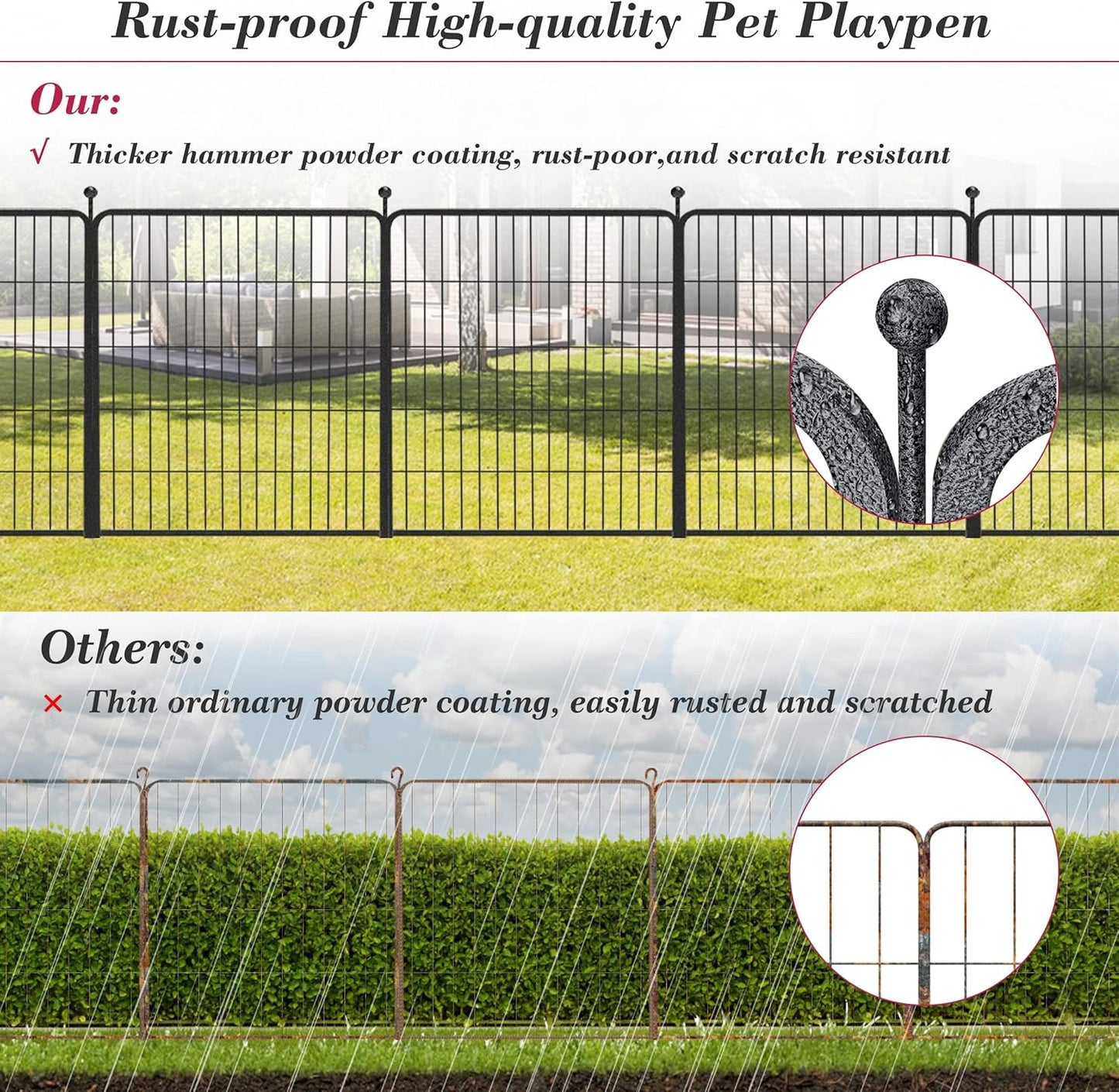 Dog Playpen 32 inch 24 Panels Indoor Outdoor Dog Pen for Medium/Small Dogs Heavy Duty Metal Dog Fence Outdoor for Yard, Puppy Playpen with Door Portable Pet Fence for RV Camping Yard