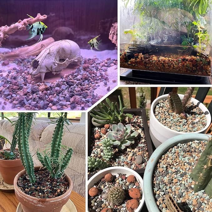 15lb Mix Horticultural Lava Rock Pebbles Pumice Potting Soil Amendment Succulent Cactus Bonsai Gritty Rock Decorative Gravel Plant Drainage Volcanic Rock for Aquarium Fairy Gardening Top Dressing