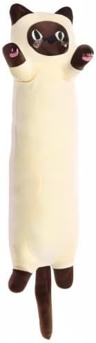 Long Cat Plush Pillow Soft Body Pillow, Stuffed Animal Cotton Kitten Sleeping Throw Gift for Kids Girlfriend(110CM,Beige), 110cm/43.3inch