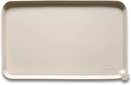 Hoki Found X-Large Non Slip Silicone Pet Food Mats - Tray for Dog Cat Bowl - Waterproof Dog Cat Food Mats for Carpet - Papayawhip