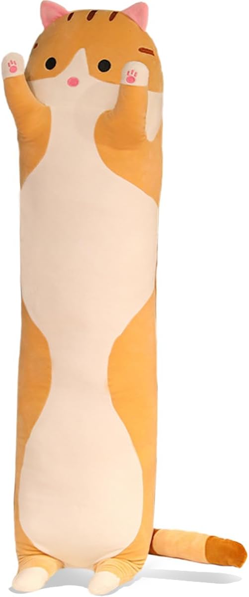 Orange Cat Long Plush Pillow Kitty Stuffed Animals Soft Sleeping Throw Pillow Doll Toy (Orange,35inches)