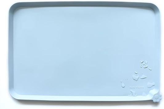 Hoki Found Silicone Pet Food Mats - Non Slip Bowl Placemats for Dogs & Cats - Waterproof, Suitable for Carpet - Frost