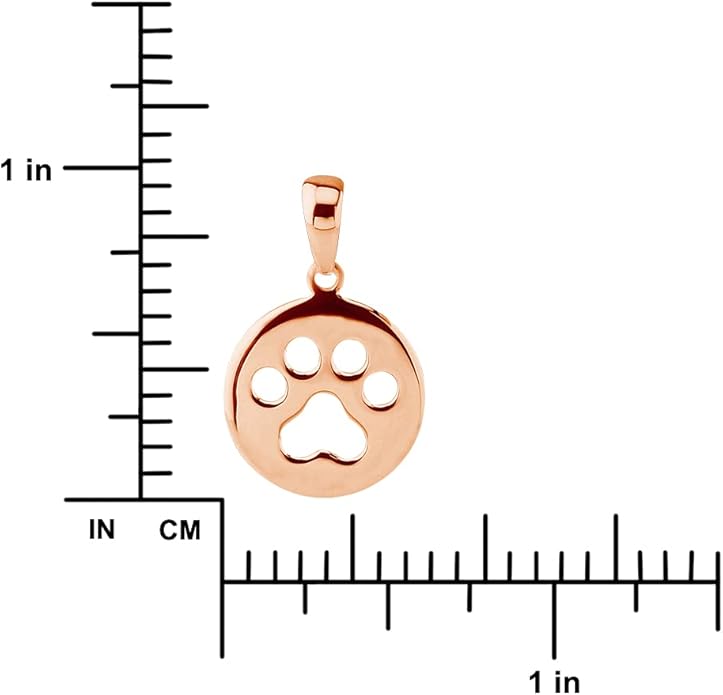 Hawaiian Silver Jewelry Dog Paw Print Pendant Necklace – 18-inch Sterling Silver Paw Print Necklace – 925 Sterling Silver