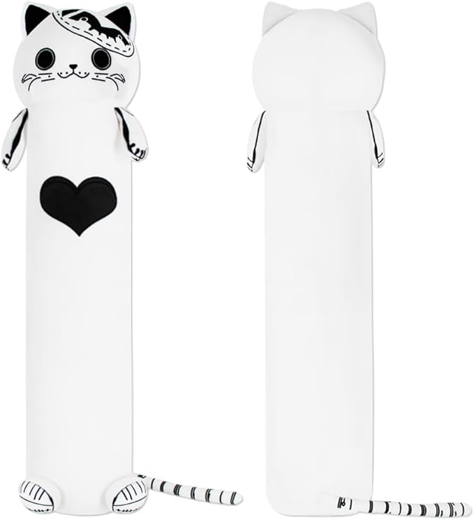 MerryXD Kawaii Long Cat Plush Body Pillow,44”Soft Cute White Stuffed Animals Plushies, Kids Big Doll Toys, Ideal Gifts for Cuddles,Girls,Girlfriend,Boys,Birthday,Christmas,Halloween,Valentine's Day