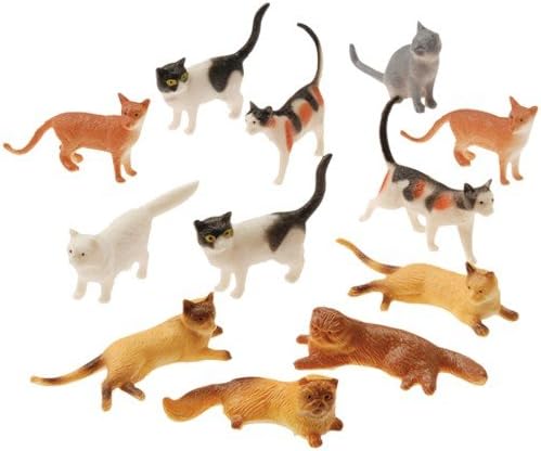 ust Plastic Cat Figures 24 Count - 2 Assorted Styles - 2 Packs of 12 Each