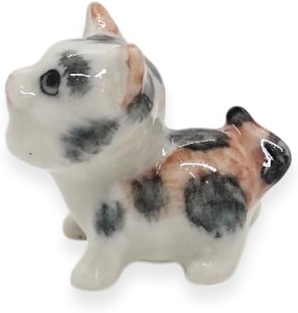 WitnyStore Tiny ¾ Inch Calico Tricolor Shorthair Baby Cat Look Up Figurine - Miniature Hand Made Ceramic Cats Kitten Feline Animal Cute Porcelain Decorative Figures Collectible Figurines Décor Gifts