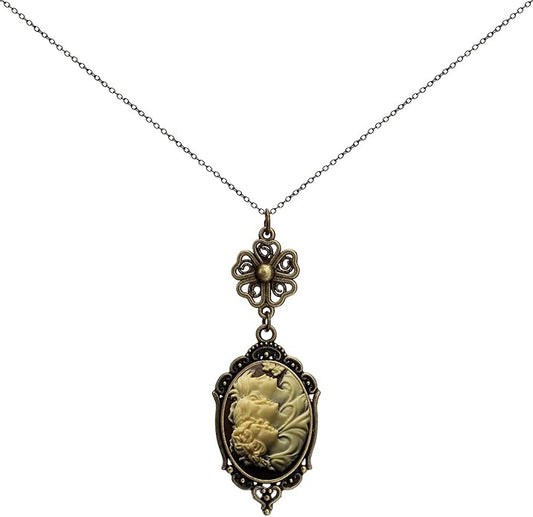 Yspace Lucky Clover Cameo Necklace Best Friend Heart Charms Jewelry 2 Chain Deluxe Gift