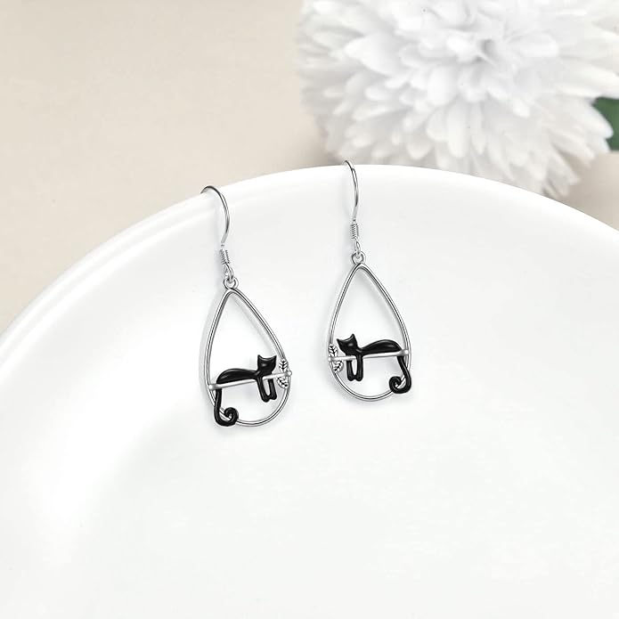 YFN Animal Earrings Sterling Silver Animal Heart Hoop Dangle Earrings Cute Jewelry Gifts for Women
