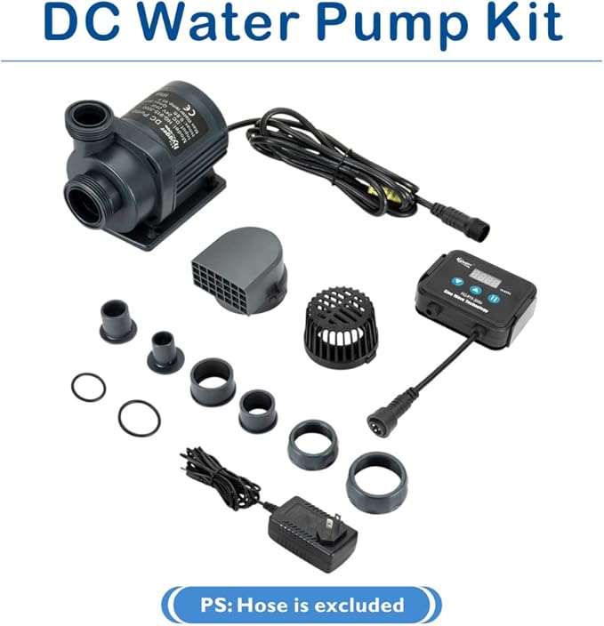 hygger 24V DC Water Pump Quiet Inline/Submersible Saltwater Aquarium Pump with LCD Display Controller 800 GPH Return Pump for Coral Reef Tank Sump