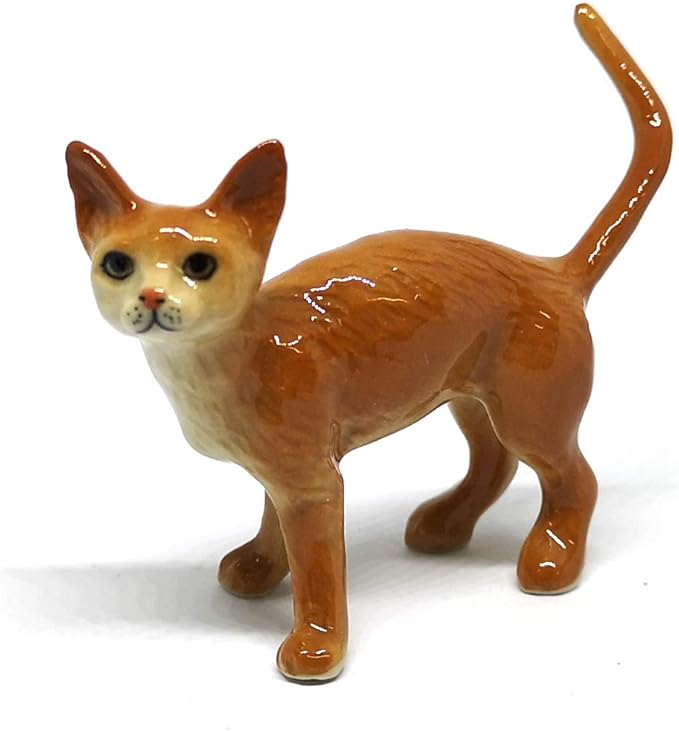 ZOOCRAFT Ceramic Burmese Cat Figurine Porcelain Handmade Miniatures Collectible Brown