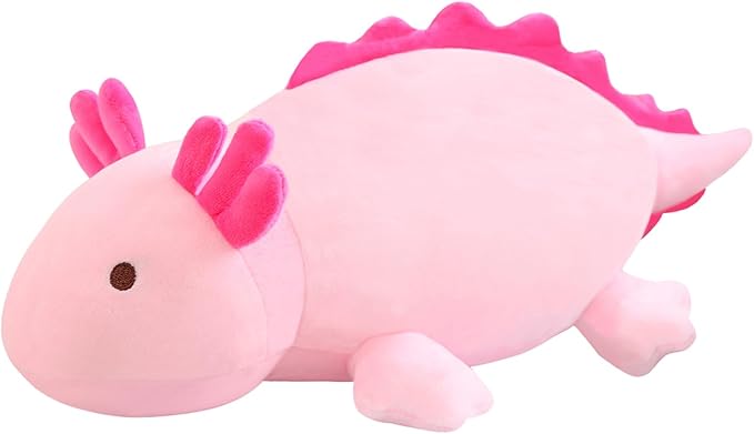 SQEQE Weighted Axolotl Plush Toy, Pink Axolotl Stuffed Animals Cute Plush Pillow, Cute Weighted Stuffed Animals Gifts for Girls & Boys Pink 23.6 Inch, 3.1 Lbs
