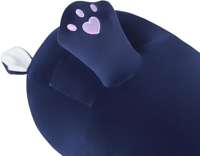 Long Cat Plush Body Pillow, Soft Cat Plush Toy Pillows for Kids, Stuffed Animals Cat Plushies Gifts for Girls Girlfriend(DevilCAT with Skull, 35.4in/90cm)