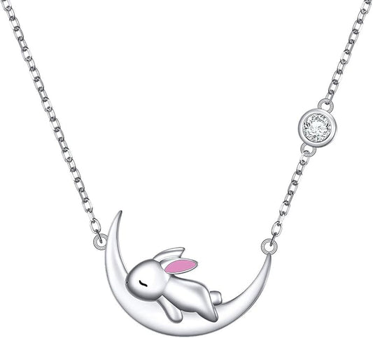 FLYOW 925 Sterling Silver Jewelry Cute Animal Pendant Necklace for Women Birthday Graduation Valentine's Day Gifts