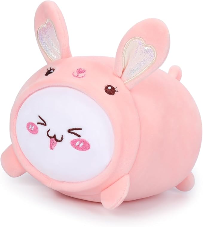 AIXINI Cute Cat Rabbit Plush Pillow 15.7” Kitten Bunny Stuffed Animal, Soft Kawaii Cat Plushie with Rabbit Outfit Costume, Hugging Plush Squishy Pillow Toy Gifts for Kids