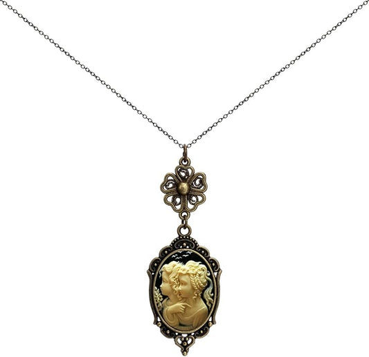 Yspace Lucky Clover Cameo Necklace Best Friend Heart Charms Jewelry 2 Chain Deluxe Gift