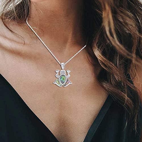 AFFY Abalone Shell Animal (Starfish, Dolphin, Seahorse, Frog, Dragonfly, Whale Tail, Turtle) 14K White Gold Over Sterling Silver Pendant Necklace Jewelry Gift For Her