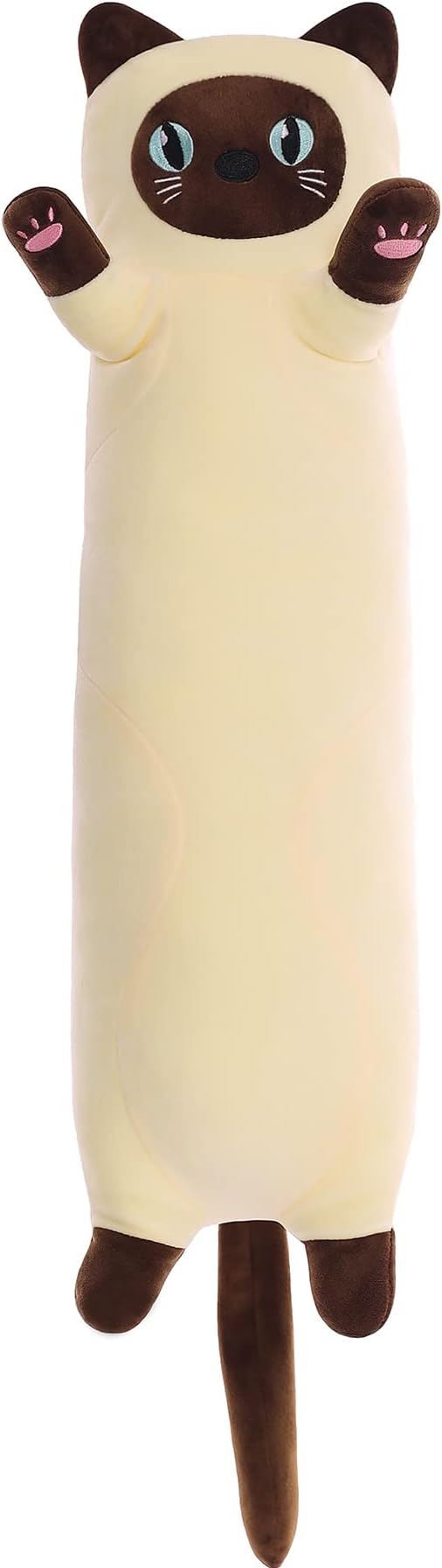 Long Cat Plush Pillow Soft Body Pillow, Stuffed Animal Cotton Kitten Sleeping Throw Gift for Kids Girlfriend(110CM,Beige), 110cm/43.3inch