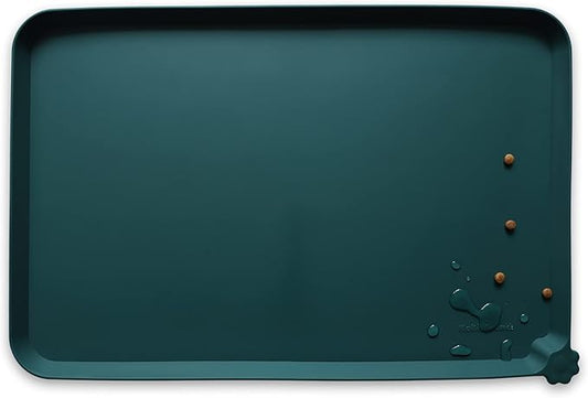 Hoki Found X-Large Silicone Non Slip Pet Food Mats - Tray for Dogs, Cats - Waterproof Feeding Mat - Dark Cedar