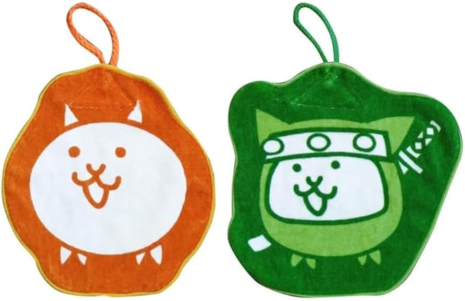 PONOS Official The Battle Cats Hand Towel - Cat & Ninja Cat Die Cut Towel - Collectible Battle Cats Towel